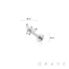V MARQUISE TOP THREADLESS (PUSH IN) 316L SURGICAL STEEL LABRET SET