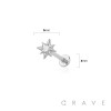 STARBURST TOP THREADLESS (PUSH IN) 316L SURGICAL STEEL LABRET SET
