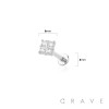 MULTI CZ SQUARE TOP THREADLESS (PUSH IN) 316L SURGICAL STEEL LABRET SET