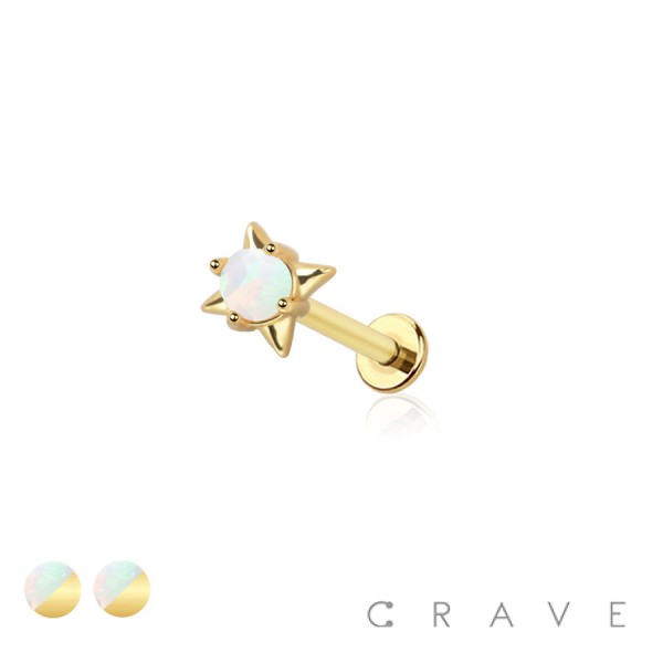 OPAL STAR TOP THREADLESS (PUSH IN) 316L SURGICAL STEEL LABRET SET