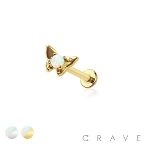 OPAL BUTTERFLY TOP THREADLESS (PUSH IN) 316L SURGICAL STEEL LABRET SET