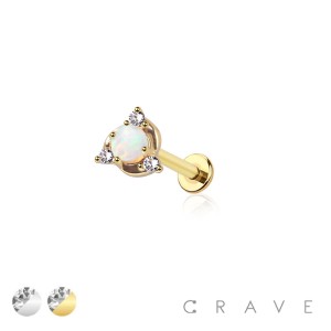 OPAL STAR COMET TOP THREADLESS (PUSH IN) 316L SURGICAL STEEL LABRET SET