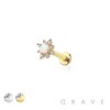 OPAL STARBURST COMET TOP THREADLESS (PUSH IN) 316L SURGICAL STEEL LABRET SET