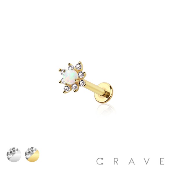 OPAL STARBURST COMET TOP THREADLESS (PUSH IN) 316L SURGICAL STEEL LABRET SET