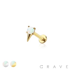 OPAL ICE CREAM CONE TOP THREADLESS (PUSH IN) 316L SURGICAL STEEL LABRET SET