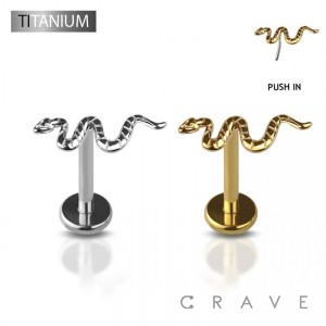 IMPLANT GRADE TITANIUM THREADLESS PUSH IN SNAKE TOP LABRET