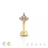 STAR BURST 4 CZ GEM 316L SURGICAL STEEL THREADLESS (PUSH IN) LABRET SET
