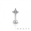 STAR BURST 4 CZ GEM 316L SURGICAL STEEL THREADLESS (PUSH IN) LABRET SET