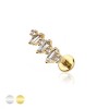 DECOR THREE CZ LINE TOP 316L SURGICAL STEEL THREADLESS (PUSH IN ) LABRET SET