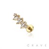 DECOR THREE CZ LINE TOP 316L SURGICAL STEEL THREADLESS (PUSH IN ) LABRET SET