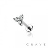 TRIPLE CZ PRONG TOP 316L SURGICAL STEEL THREADLESS (PUSH IN) LABRET SET