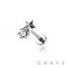ROUND CZ STAR COMBO TOP 316L SURGICAL STEEL THREADLESS (PUSH IN) LABRET SET