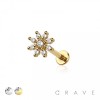 MULTI CZ FLOWER 8 PETALS 316L SURGICAL STEEL THREADLESS (PUSH IN) LABRET SET