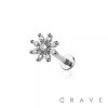MULTI CZ FLOWER 8 PETALS 316L SURGICAL STEEL THREADLESS (PUSH IN) LABRET SET