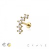 ARCH PRONG CZ  THREADLESS (PUSH IN) 316L SURGICAL STEEL LABRET SET