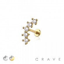 ARCH PRONG CZ  THREADLESS (PUSH IN) 316L SURGICAL STEEL LABRET SET