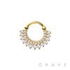 316L SURGICAL STEEL MULTI CZ DOUBLE LINE SEPTUM HINGED SEGMENT HOOP RING