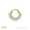 316L SURGICAL STEEL MULTI CZ DOUBLE LINE SEPTUM HINGED SEGMENT HOOP RING