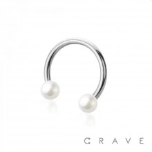 PEARL COATING BALL 316L SURGICAL STAINLESS STEEL HORSESHOE