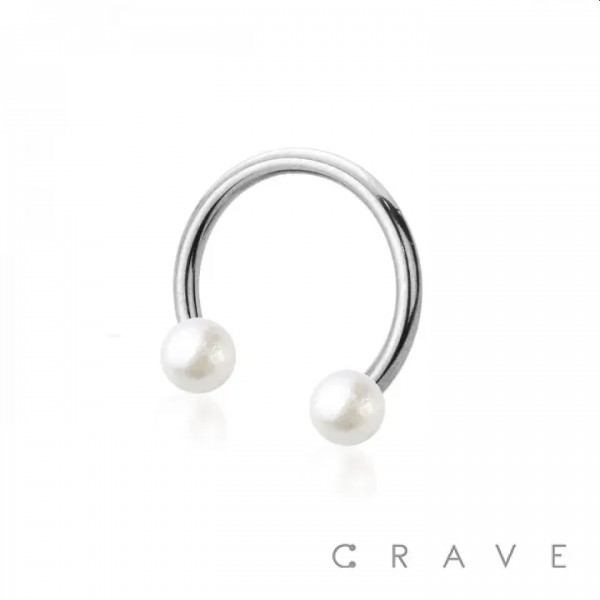 PEARL COATING BALL 316L SURGICAL STAINLESS STEEL HORSESHOE