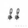 PAIR OF 316L STAINLESS STEEL HUGGIE/HOOP EARRINGS WITH ASYMMETRIC METEOR HAMMER SPIKE DANGLE