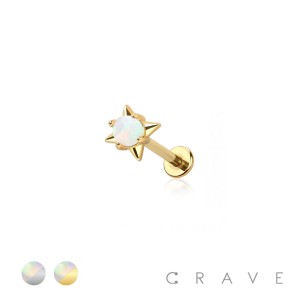 OPAL STAR TOP THREADLESS (PUSH IN) 316L SURGICAL STEEL LABRET SET