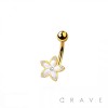 316L SURGICAL STEEL PLUMERIA HAWAII FLOWER NON DANGLE BELLY BUTTON NAVEL RING 