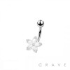 316L SURGICAL STEEL PLUMERIA HAWAII FLOWER NON DANGLE BELLY BUTTON NAVEL RING 