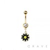316L SURGICAL STEEL SUNFLOWER DANGLE BELLY BUTTON NAVEL RING 