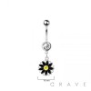 316L SURGICAL STEEL SUNFLOWER DANGLE BELLY BUTTON NAVEL RING 