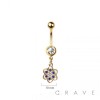 316L SURGICAL STEEL FLOWER ROUND PETALS DANGLE BELLY BUTTON NAVEL RING 