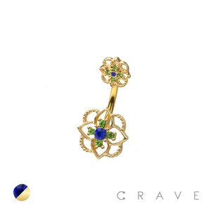 316L SURGICAL STEEL CLOVER FLOWER NON DANGLE BELLY BUTTON NAVEL RING 