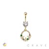 316L SURGICAL STEEL WREATH FLOWER DANGLE BELLY BUTTON NAVEL RING 