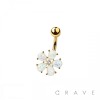 316L SURGICAL STEEL OPAL FLOWER NON DANGLE BELLY BUTTON NAVEL RING 