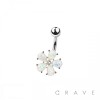 316L SURGICAL STEEL OPAL FLOWER NON DANGLE BELLY BUTTON NAVEL RING 