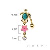 316L SURGICAL STEEL PLUMERIA HAWAII FLOWER TURTLE DANGLE BELLY BUTTON NAVEL RING 