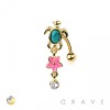 316L SURGICAL STEEL PLUMERIA HAWAII FLOWER TURTLE DANGLE BELLY BUTTON NAVEL RING 