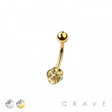 316L SURGICAL STEEL ROSE  FLOWER NON DANGLE BELLY BUTTON NAVEL RING 
