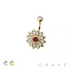 316L SURGICAL STEEL MULTI CZ FLOWER NON DANGLE BELLY BUTTON NAVEL RING 