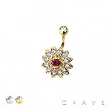 316L SURGICAL STEEL MULTI CZ FLOWER NON DANGLE BELLY BUTTON NAVEL RING 