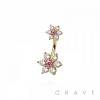 316L SURGICAL STEEL MULTI CZ FLOWER NON DANGLE BELLY BUTTON NAVEL RING 