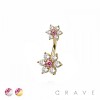 316L SURGICAL STEEL MULTI CZ FLOWER NON DANGLE BELLY BUTTON NAVEL RING 