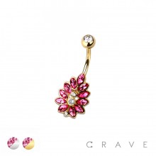 316L SURGICAL STEEL MULTI CZ FLOWER NON DANGLE BELLY BUTTON NAVEL RING 