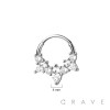 316L SURGICAL STEEL MULTI CZ MARQUISE SEPTUM HINGED SEGMENT HOOP RING