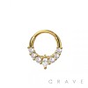 316L SURGICAL STEEL MULTI CZ MARQUISE SEPTUM HINGED SEGMENT HOOP RING