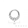 316L SURGICAL STEEL MULTI CZ MARQUISE SEPTUM HINGED SEGMENT HOOP RING