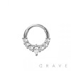 316L SURGICAL STEEL MULTI CZ MARQUISE SEPTUM HINGED SEGMENT HOOP RING
