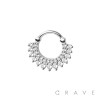 316L SURGICAL STEEL MULTI CZ DOUBLE LINE SEPTUM HINGED SEGMENT HOOP RING