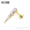 BEZEL CZ CASCADE BEAD TOP THREADLESS (PUSH IN) IMPLANT GRADE TITANIUM LABRET SET