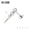BEZEL CZ CASCADE BEAD TOP THREADLESS (PUSH IN) IMPLANT GRADE TITANIUM LABRET SET
